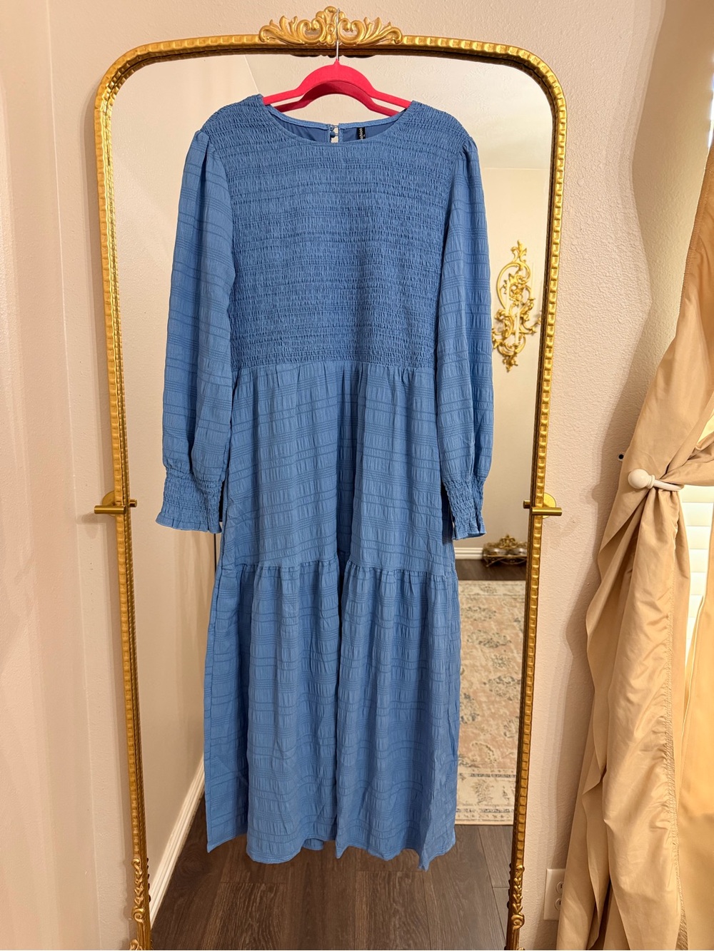 Fashion Nova Blue Smocked Tiered Maxi Dress